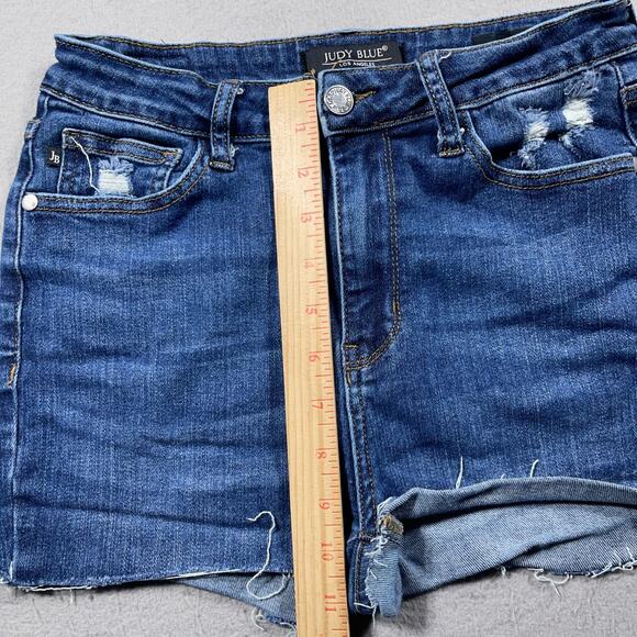 Judy‎ Blue Cut Off Denim Shorts Women 27/4 The High Rise Stretch 1" Inseam - Picture 6 of 11